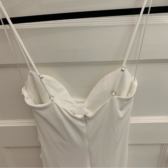 Zara White Rushed Midi Dress, Size M - Picture 10 of 12